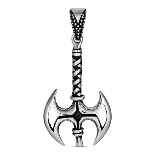 HarlemBling Viking Battle Ax Gothic Pendant - Oxidized 925 Silver - Medium 2"