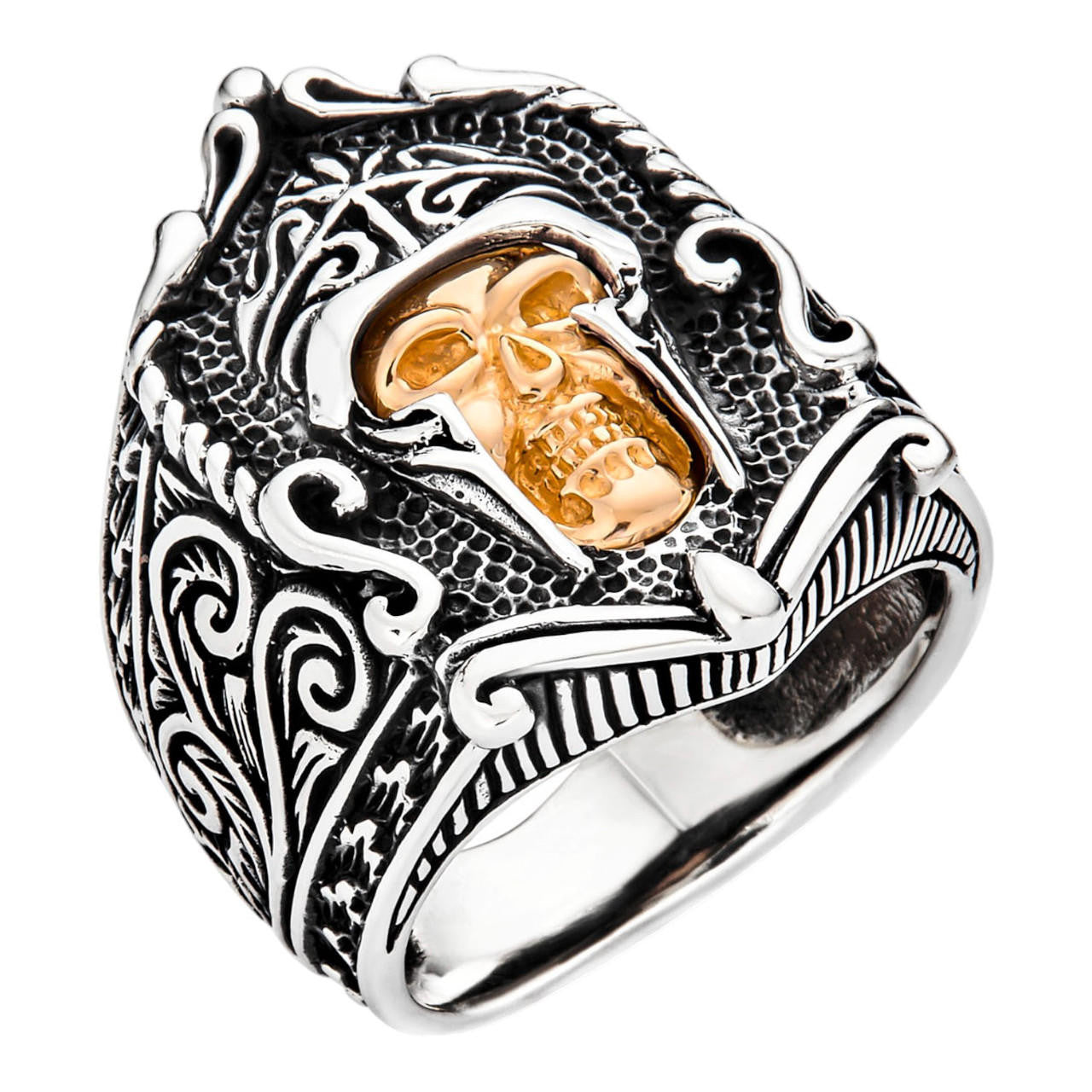 HarlemBling Viking Skull Ring - 925 Silver Oxidized - Plain