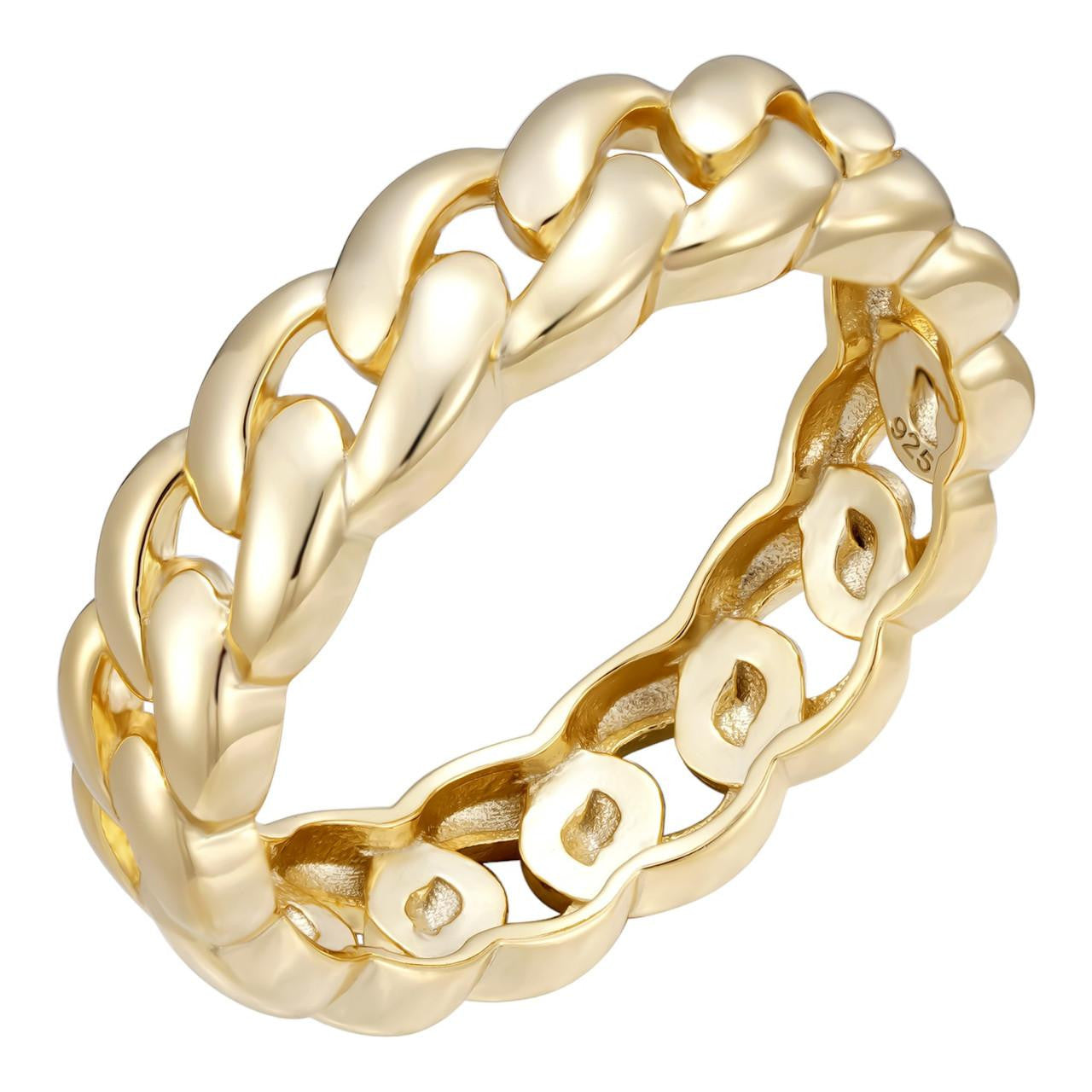 HarlemBling VIP 6mm Miami Cuban Band Ring -  14k Gold Vermeil 925 Silver - Plain