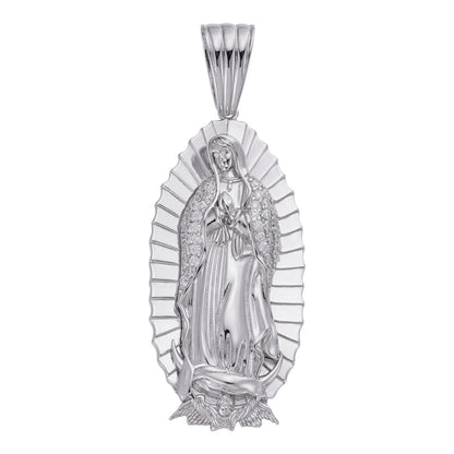 HarlemBling Virgin Mary Guadalupe Pendant - 925 Silver - CZ Stones - Medium 2.5"