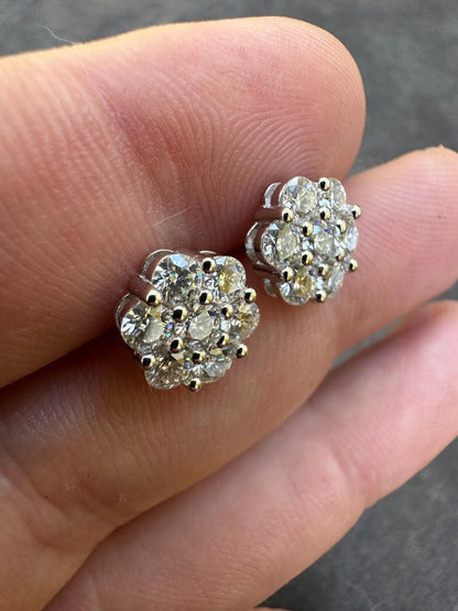 HarlemBling VVS Moissanite Studs Cluster Flower Set Earrings Real 925 Sterling Silver 6-11mm