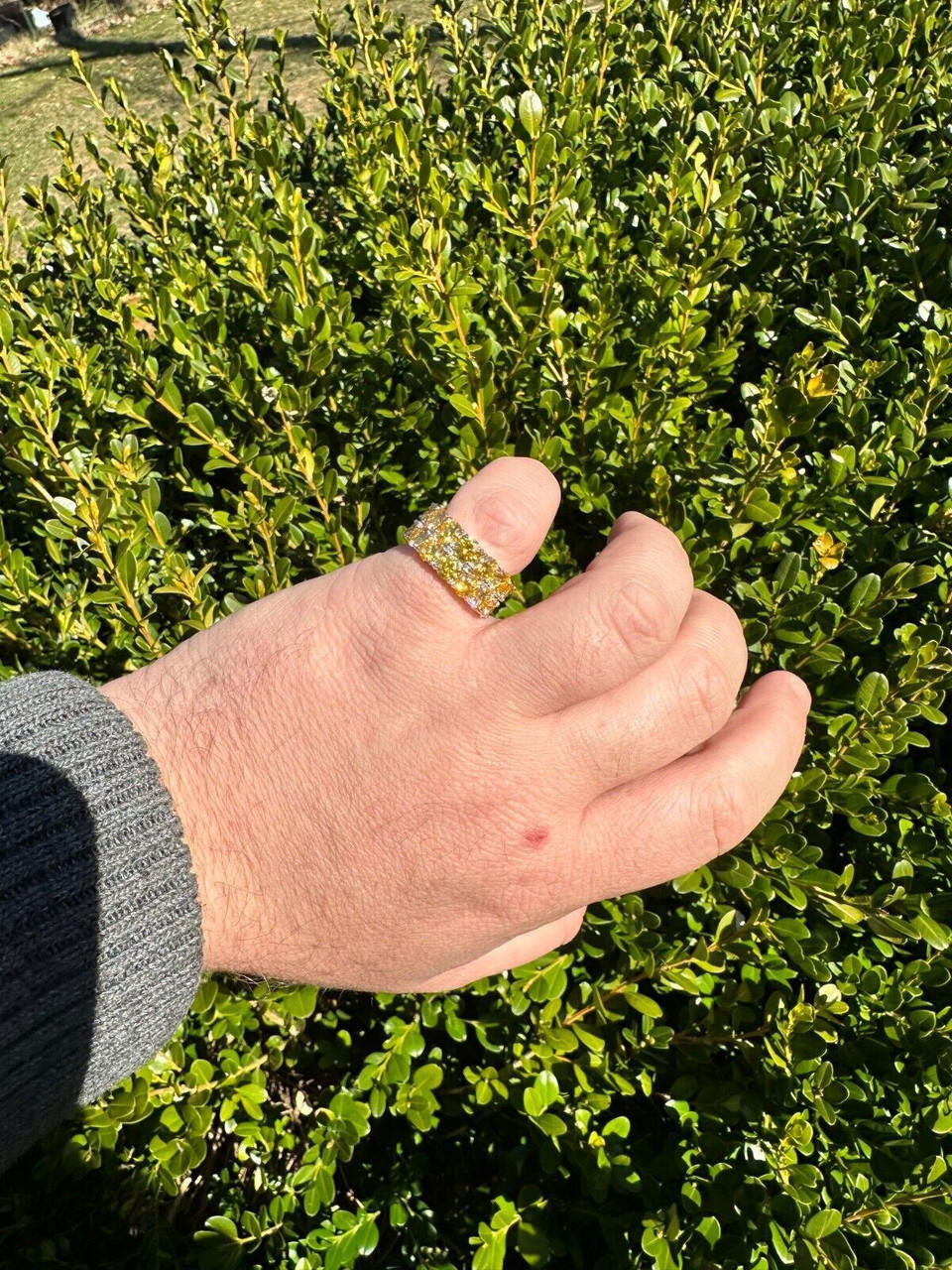 HarlemBling Yellow Canary Moissanite Ring Real 925 Silver Hip Hop Iced Tennis Band Big 10mm