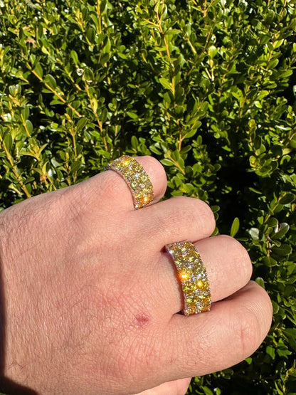 HarlemBling Yellow Canary Moissanite Ring Real 925 Silver Hip Hop Iced Tennis Band Big 10mm