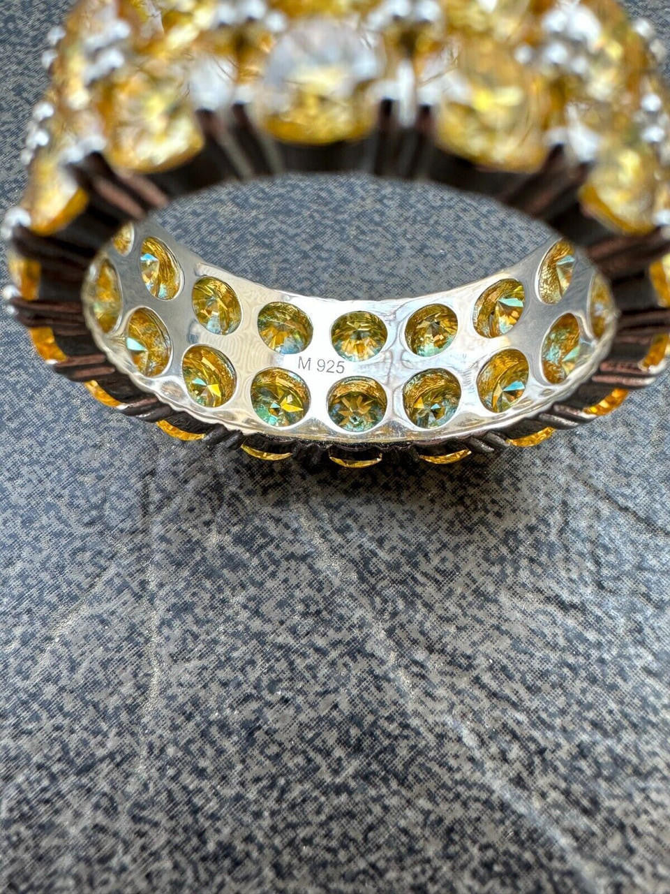 HarlemBling Yellow Canary Moissanite Ring Real 925 Silver Hip Hop Iced Tennis Band Big 10mm