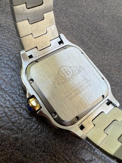 Hip Hop 14k Gold Plated & Stainless Steel Two Tone Real Mens Watch Iced CZ Arabic Dial