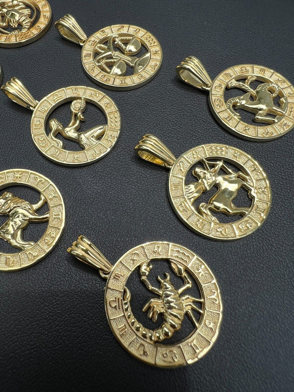 Hip Hop 14k Gold Plated Real Solid 925 Silver Zodiac Astrology Sign Pendant Necklace 1