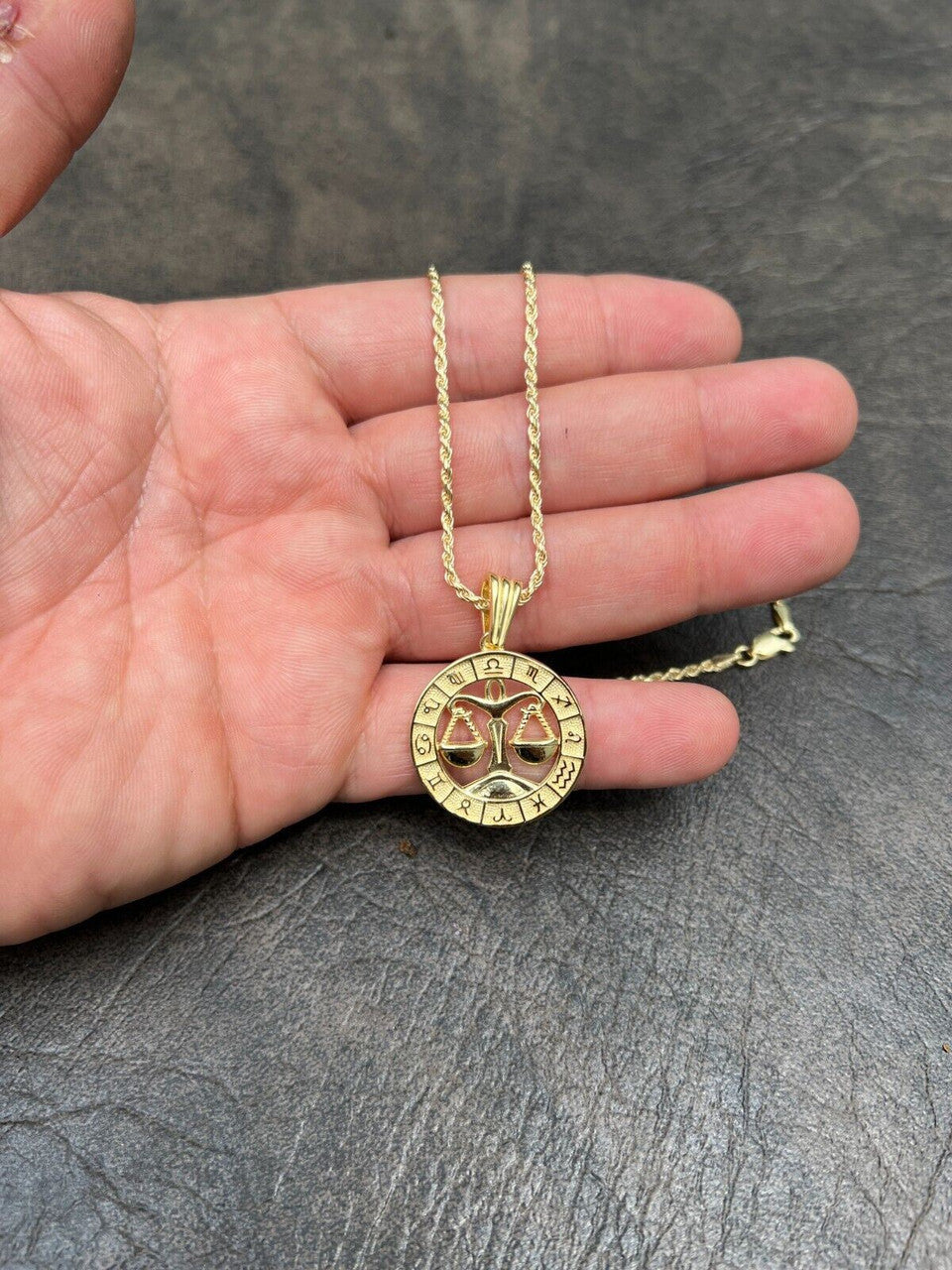 Hip Hop 14k Gold Plated Real Solid 925 Silver Zodiac Astrology Sign Pendant Necklace 1