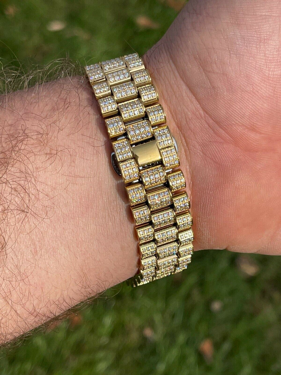 Hip Hop 15ct MOISSANITE Gold Mens Presidential Watch Iced Hip Hop Out Pass Diamond Test