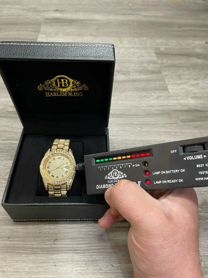 Hip Hop 15ct MOISSANITE Gold Mens Presidential Watch Iced Hip Hop Out Pass Diamond Test