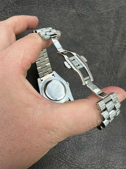 Hip Hop 15ct MOISSANITE Mens Presidential Watch Iced Bust Down Hip Hop Diamond Test 