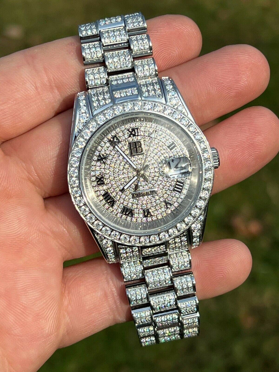 15ct MOISSANITE Mens Watch Iced Out - Moissanite Watch – Harlembling
