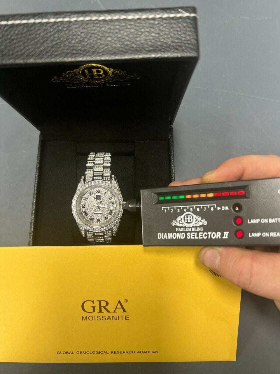 15ct MOISSANITE Mens Watch Iced Out - Moissanite Rolex Watch