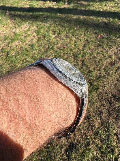 Hip Hop 16ct MOISSANITE Mens Presidential Watch Honeycomb Set Iced Arabic Dial Hip Hop