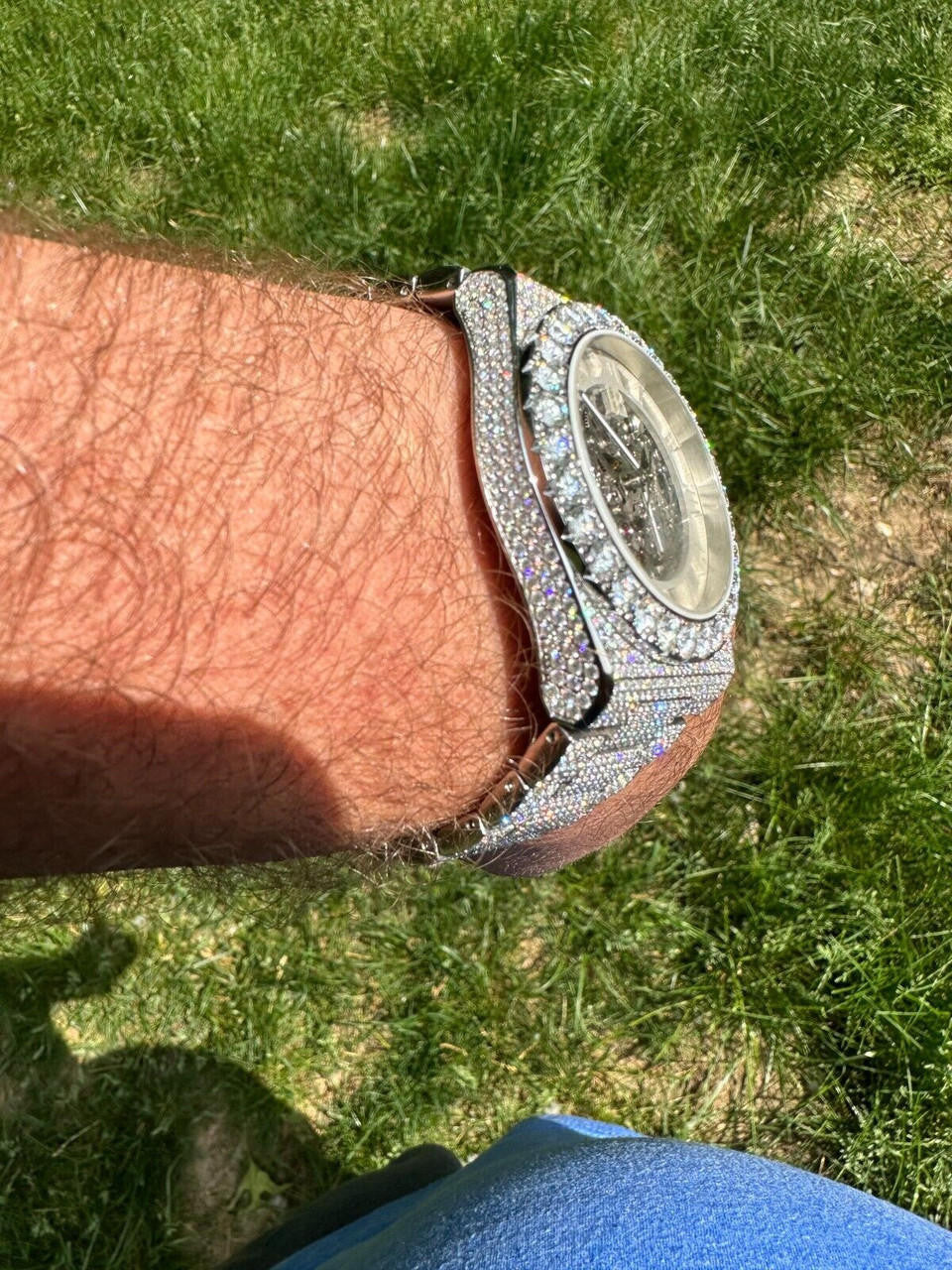 Hip Hop 35.5ct MOISSANITE Automatic Skeleton Watch Mens Real Iced Hip Hop Passes Tester