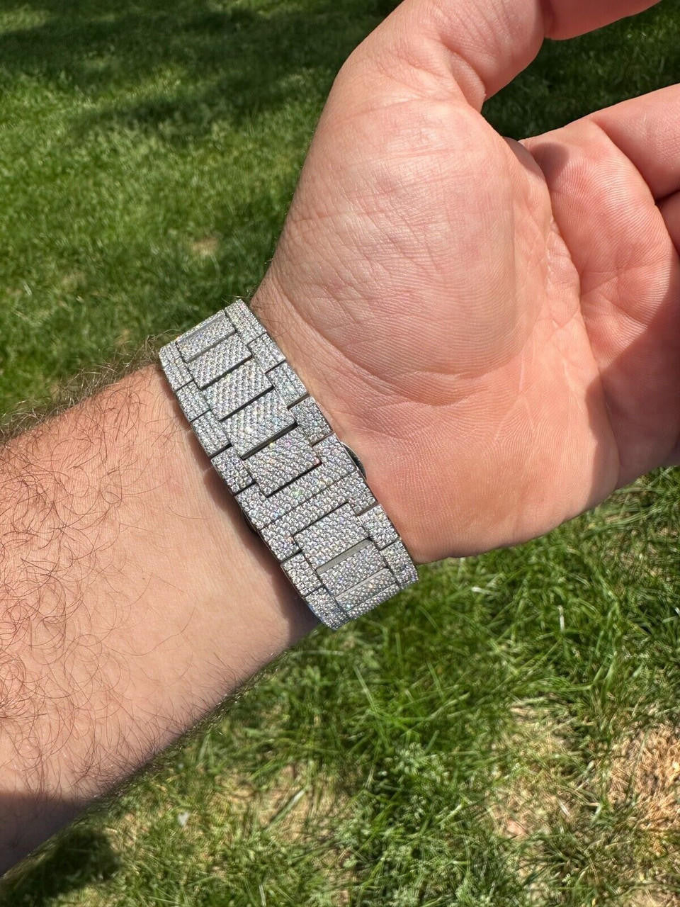 Hip Hop 35.5ct MOISSANITE Automatic Skeleton Watch Mens Real Iced Hip Hop Passes Tester