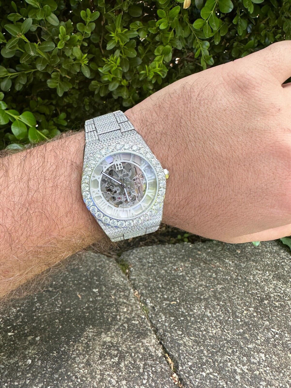 Hip Hop 35.5ct MOISSANITE Automatic Skeleton Watch Mens Real Iced Hip Hop Passes Tester