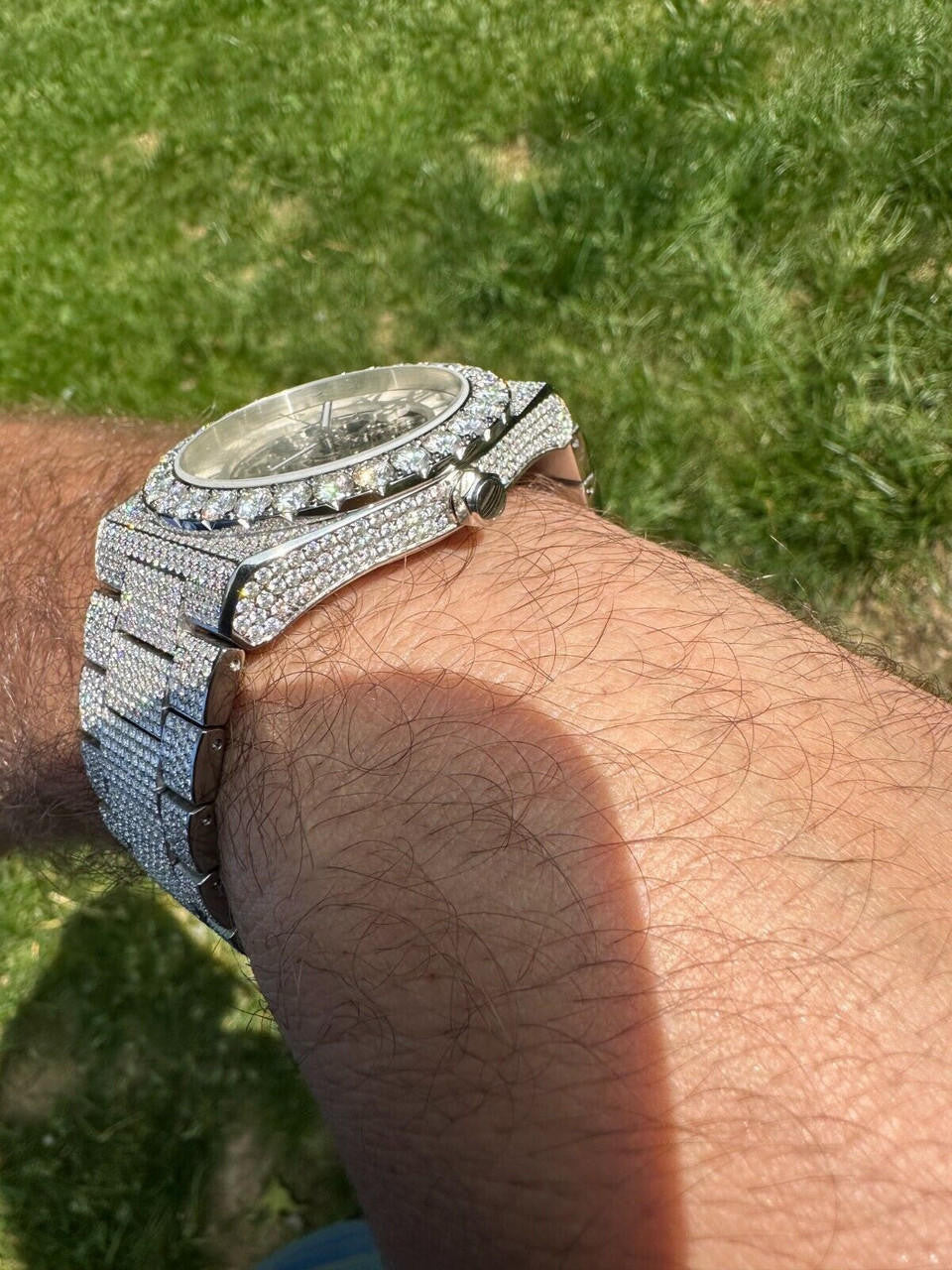 Hip Hop 35.5ct MOISSANITE Automatic Skeleton Watch Mens Real Iced Hip Hop Passes Tester