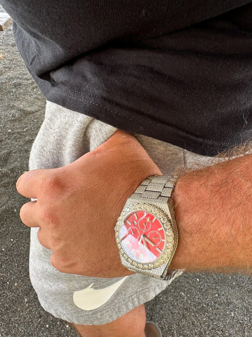 Hip Hop 35ct MOISSANITE Red Face Mens Perpetual Calendar Real Watch Auto Iced Hip Hop