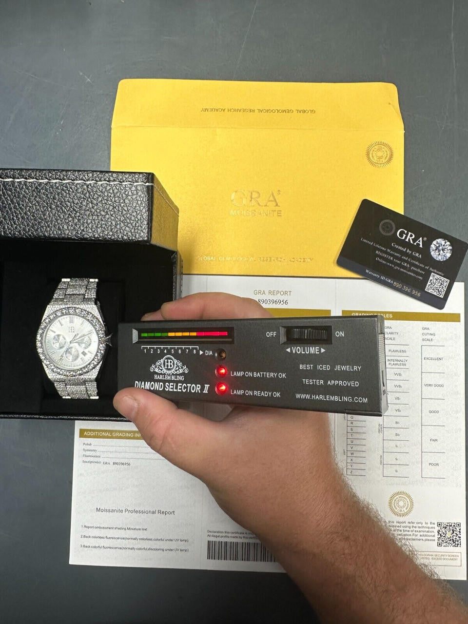 Hip Hop 35ct MOISSANITE White Face Mens Perpetual Calendar Real Watch Auto Iced Hip Hop