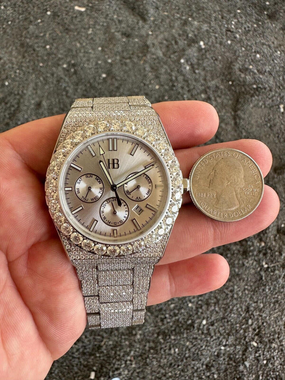 Hip Hop 35ct MOISSANITE White Face Mens Perpetual Calendar Real Watch Auto Iced Hip Hop