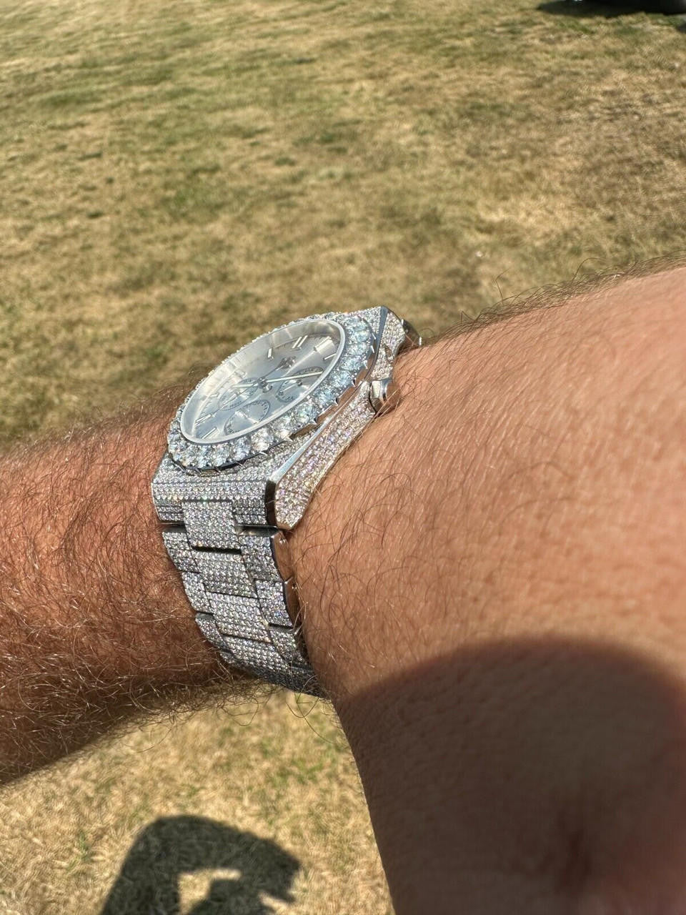 Hip Hop 35ct MOISSANITE White Face Mens Perpetual Calendar Real Watch Auto Iced Hip Hop