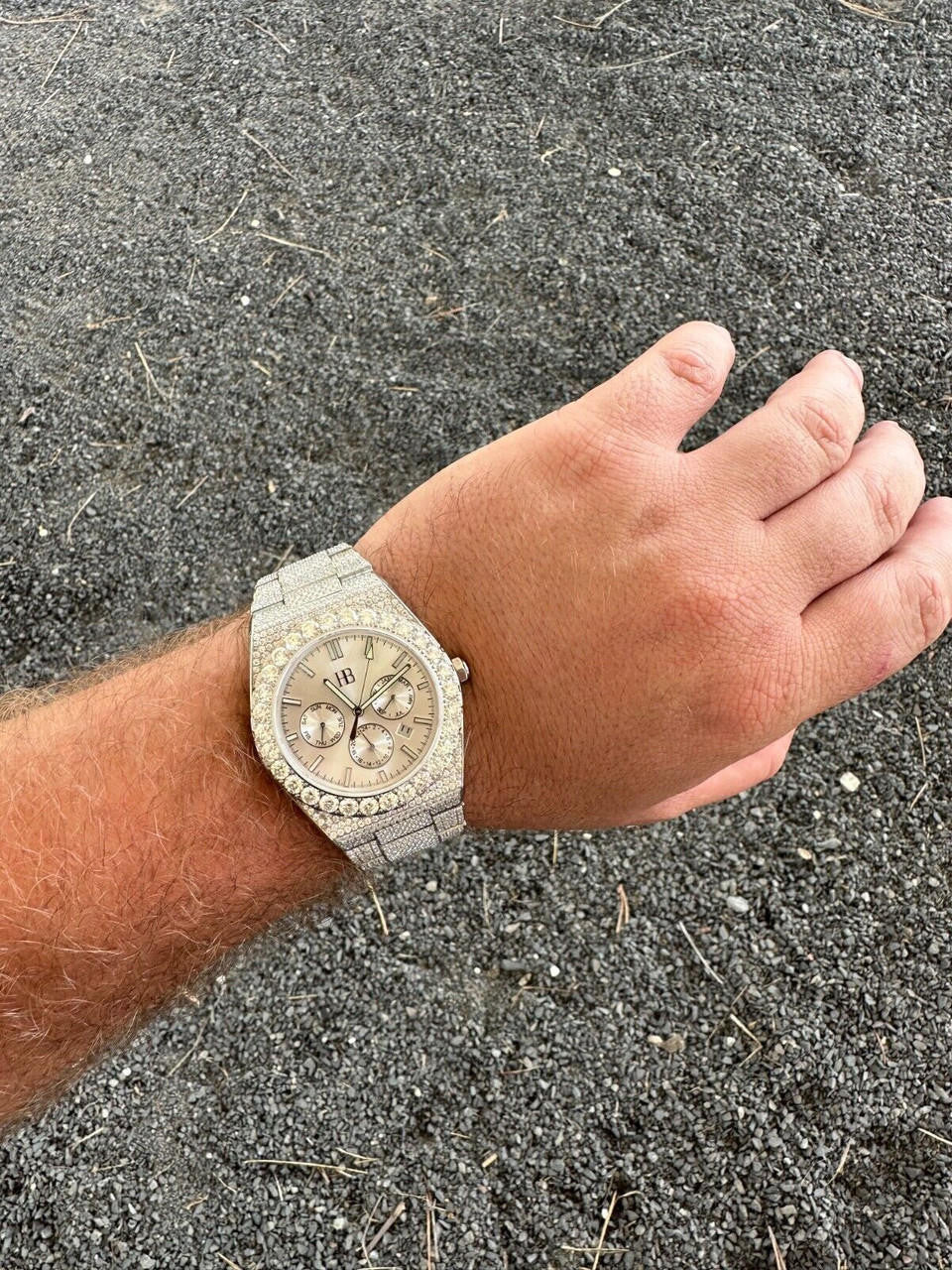 Hip Hop 35ct MOISSANITE White Face Mens Perpetual Calendar Real Watch Auto Iced Hip Hop