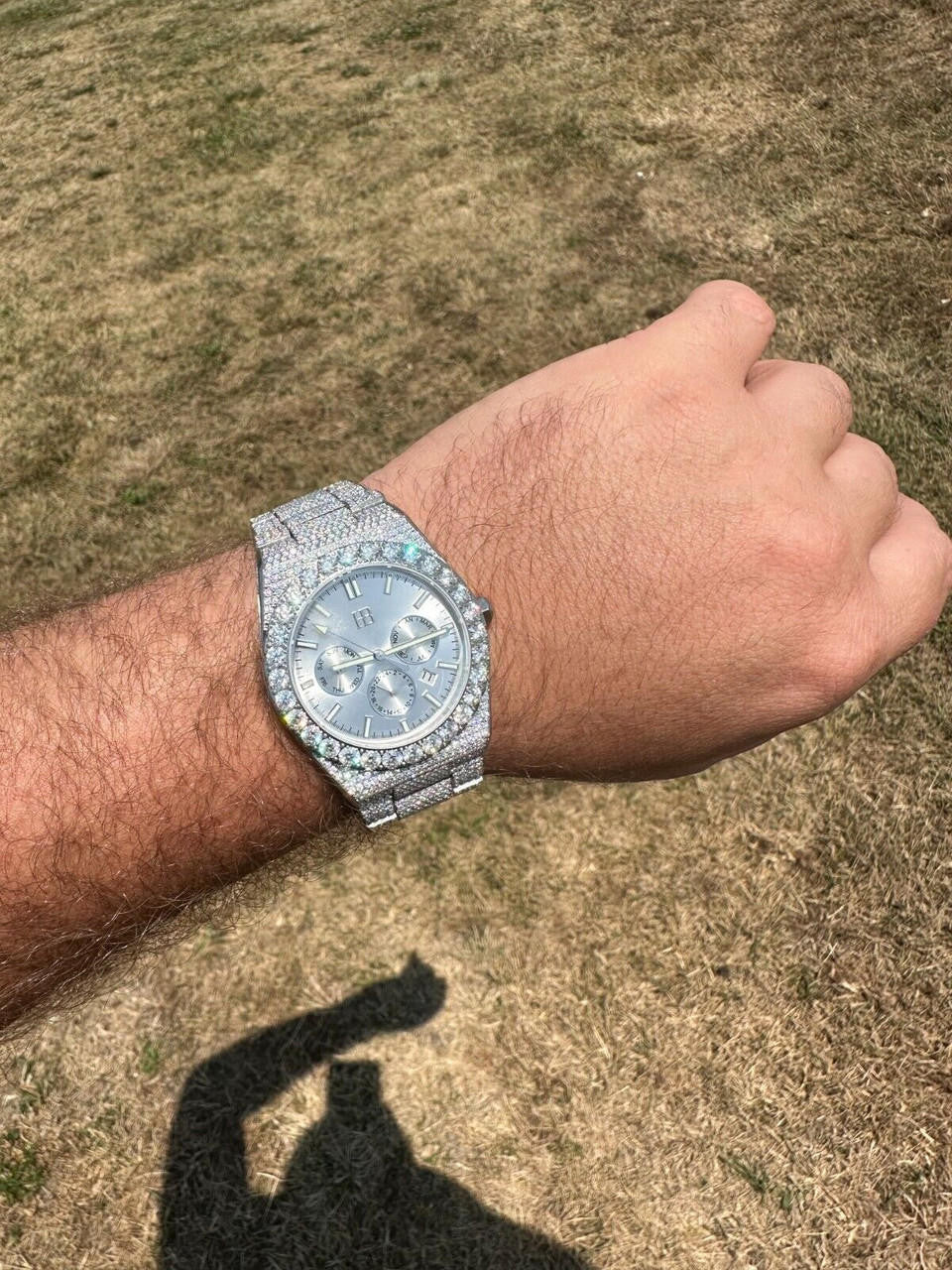 Hip Hop 35ct MOISSANITE White Face Mens Perpetual Calendar Real Watch Auto Iced Hip Hop