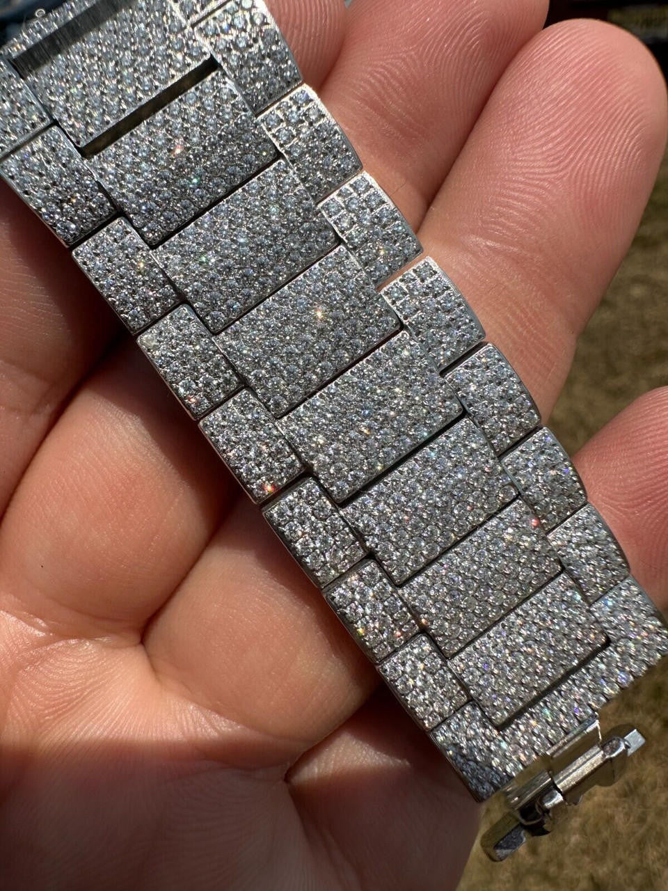 Hip Hop 35ct MOISSANITE White Face Mens Perpetual Calendar Real Watch Auto Iced Hip Hop