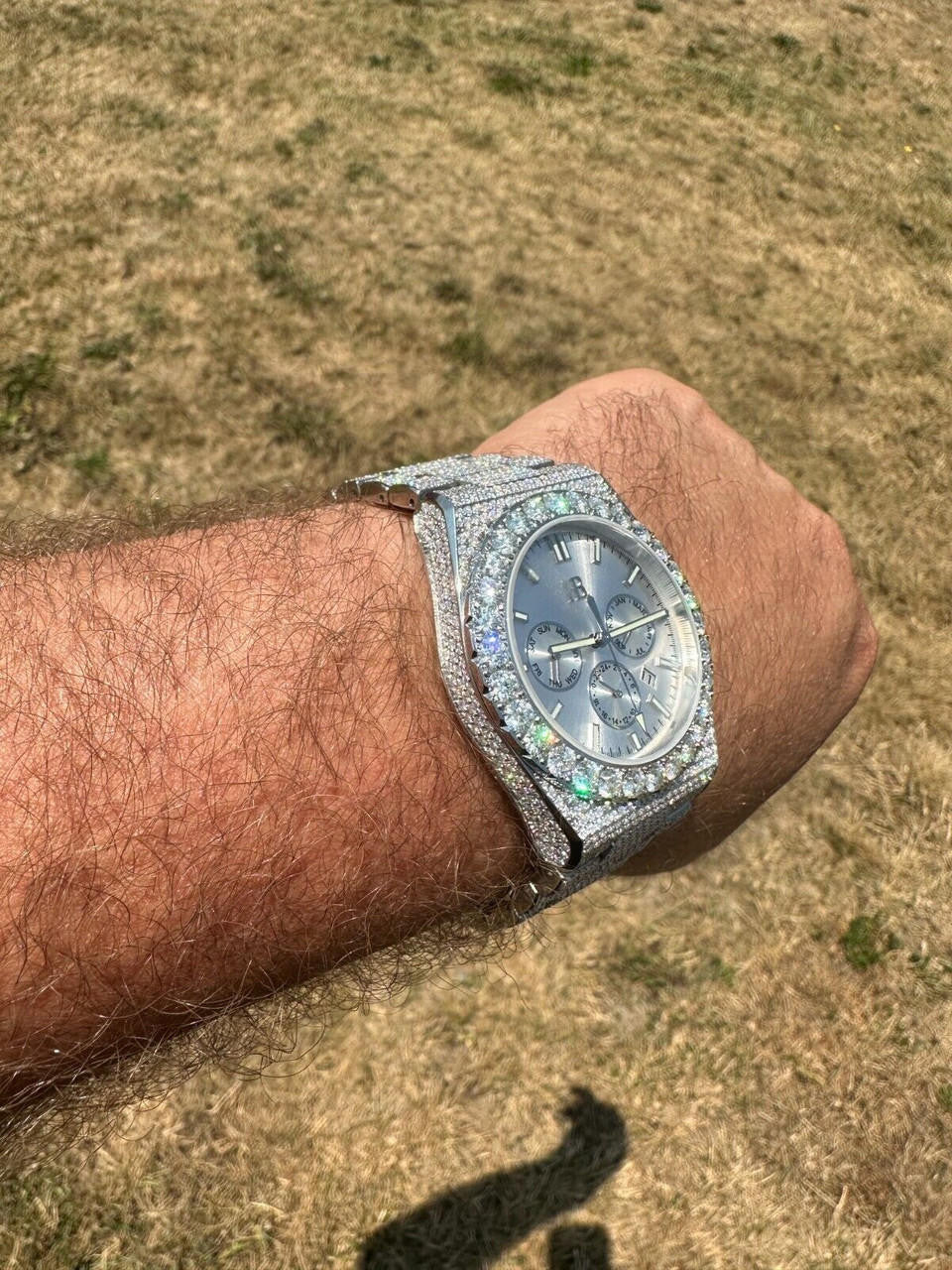 Hip Hop 35ct MOISSANITE White Face Mens Perpetual Calendar Real Watch Auto Iced Hip Hop