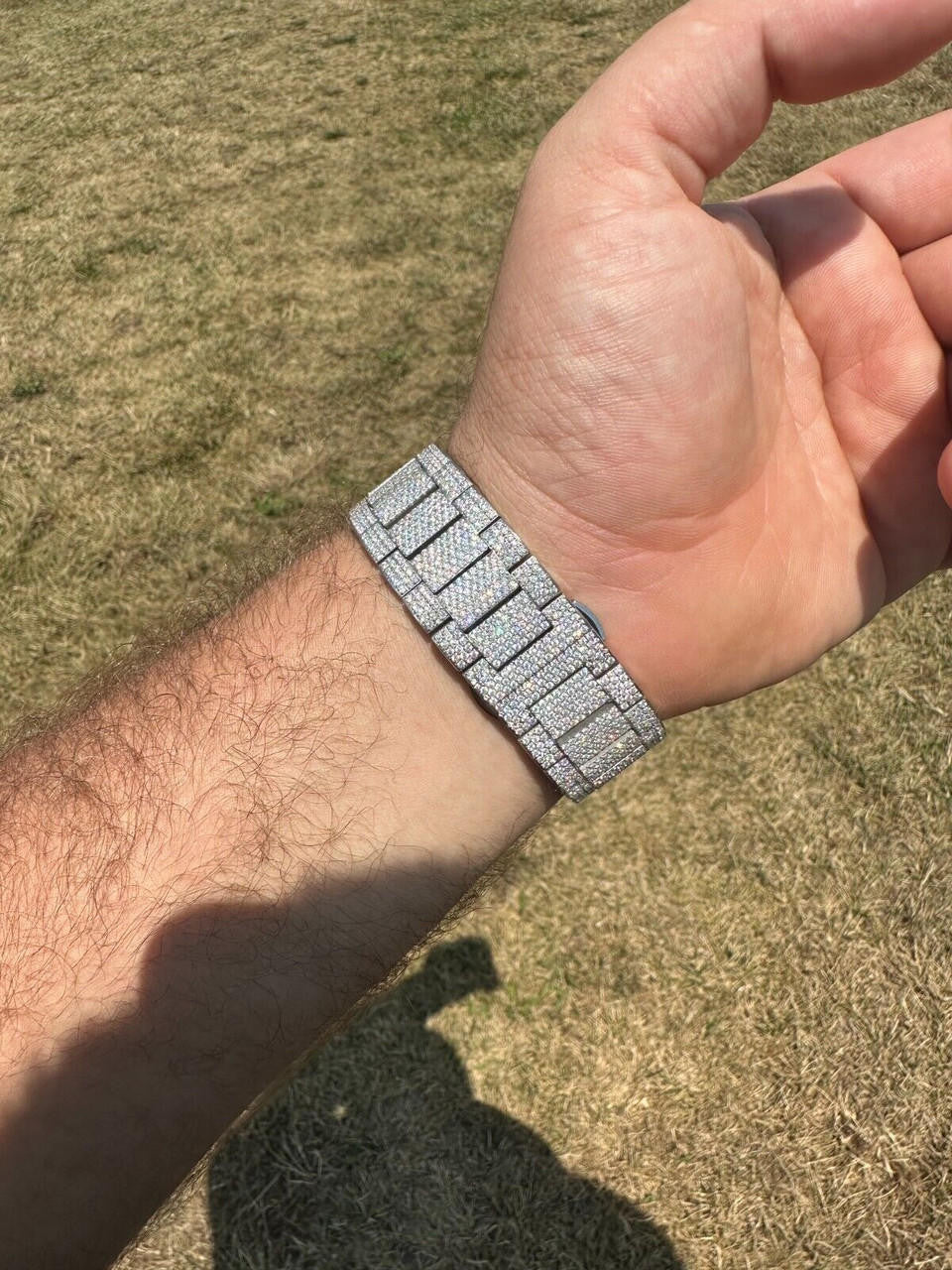 Hip Hop 35ct MOISSANITE White Face Mens Perpetual Calendar Real Watch Auto Iced Hip Hop