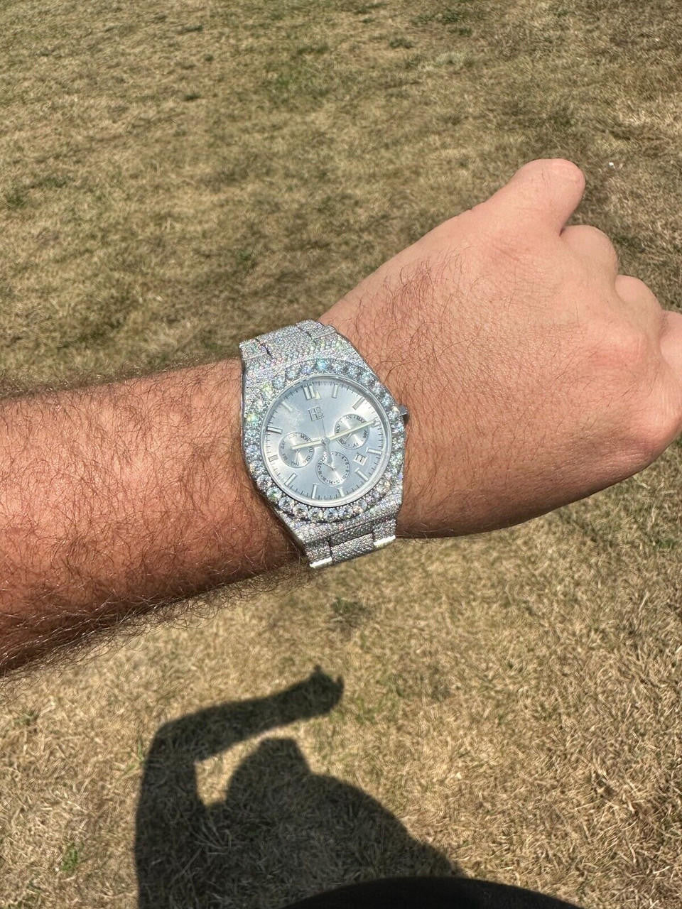 Hip Hop 35ct MOISSANITE White Face Mens Perpetual Calendar Real Watch Auto Iced Hip Hop