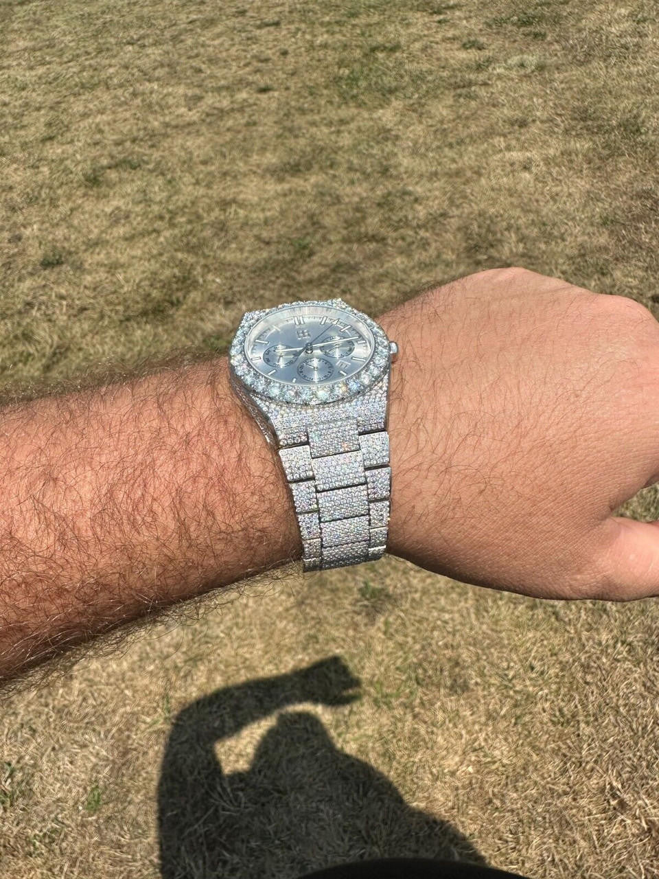 Hip Hop 35ct MOISSANITE White Face Mens Perpetual Calendar Real Watch Auto Iced Hip Hop