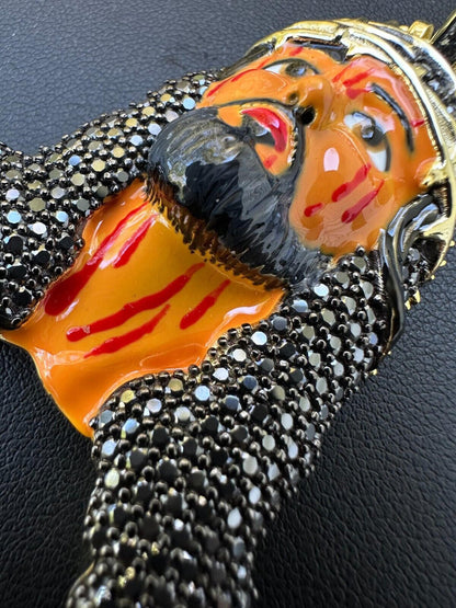 Hip Hop Black MOISSANITE Real 925 Silver / Gold Enamel Jesus Piece Pendant Necklace