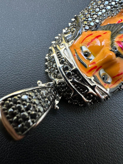 Hip Hop Black MOISSANITE Real 925 Silver / Gold Enamel Jesus Piece Pendant Necklace