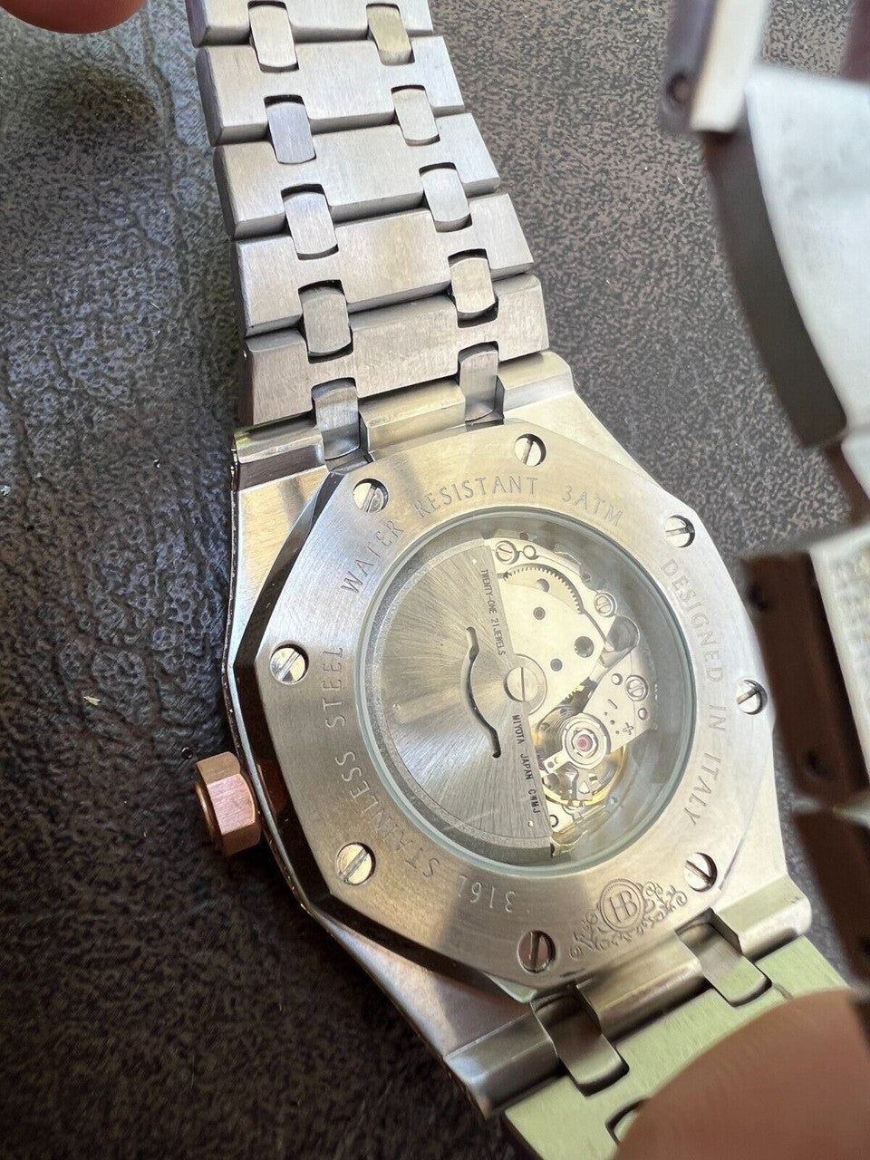 Hip Hop Bust Down Automatic MOISSANITE Watch Iced Two Tone Rose Gold Pass Diamond Tester