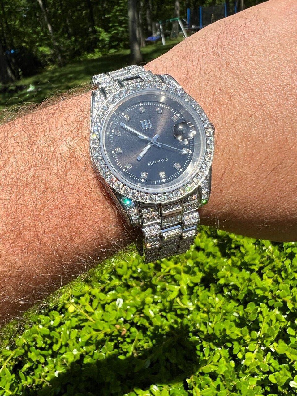 Hip Hop Bust Down MOISSANITE Black Presidential Watch Iced Hip Hop Passes Diamond Test