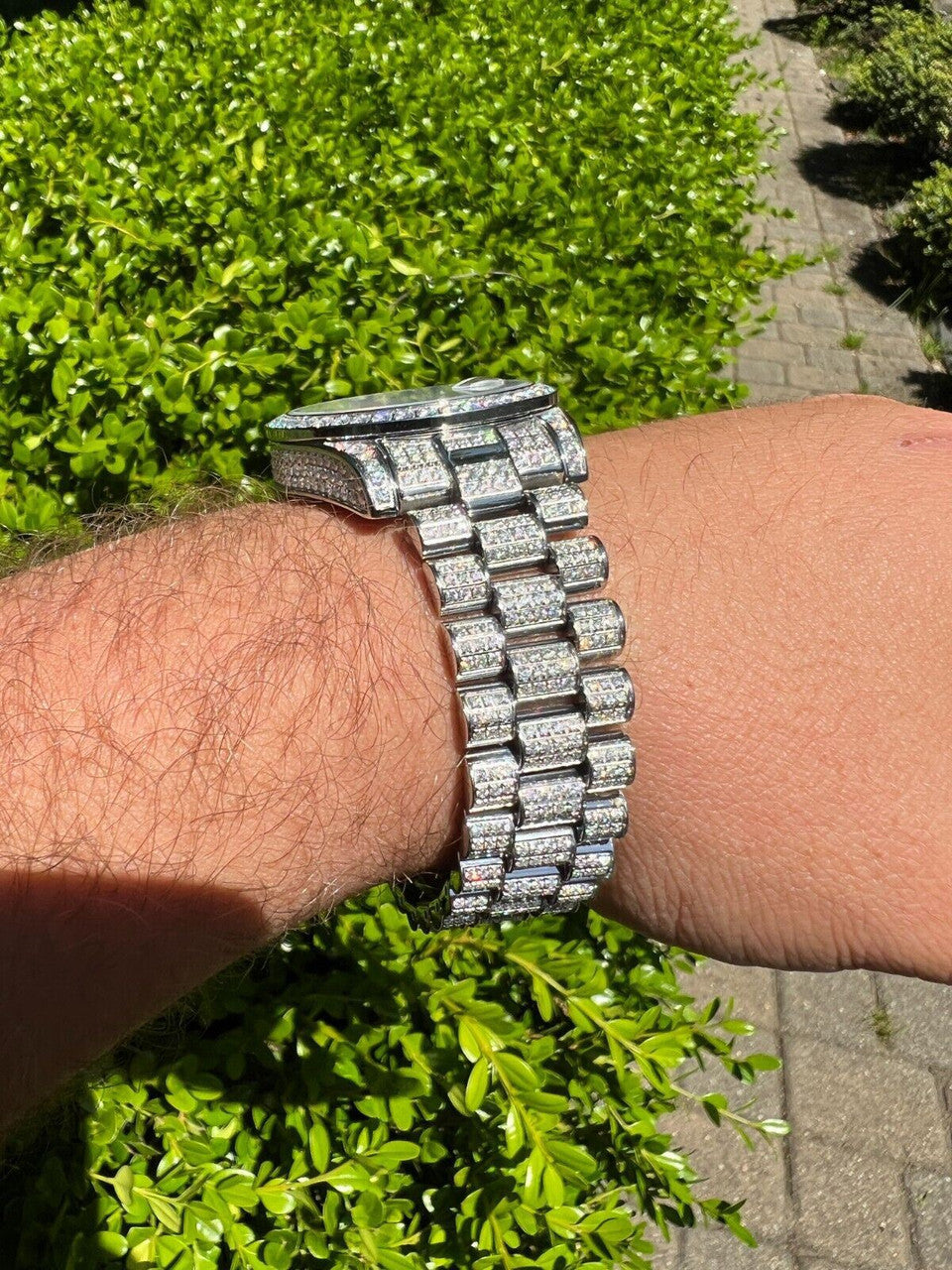 Hip Hop Bust Down MOISSANITE Black Presidential Watch Iced Hip Hop Passes Diamond Test