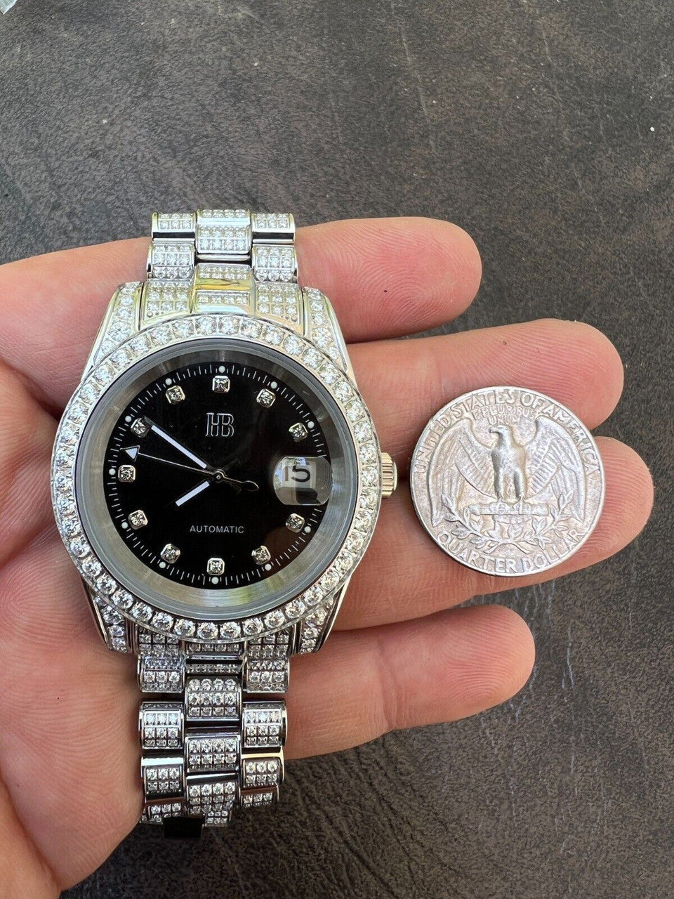 Hip Hop Bust Down MOISSANITE Black Presidential Watch Iced Hip Hop Passes Diamond Test