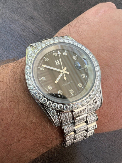 Hip Hop Bust Down MOISSANITE Black Presidential Watch Iced Hip Hop Passes Diamond Test