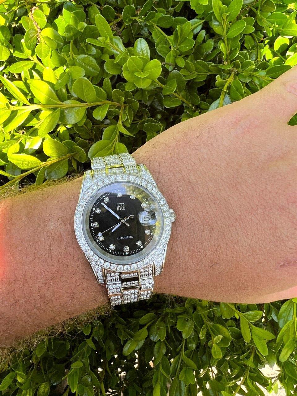 Hip Hop Bust Down MOISSANITE Black Presidential Watch Iced Hip Hop Passes Diamond Test