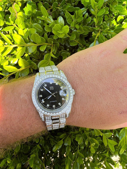 Hip Hop Bust Down MOISSANITE Black Presidential Watch Iced Hip Hop Passes Diamond Test