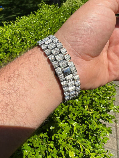 Hip Hop Bust Down MOISSANITE Red Face Presidential Watch Iced Hip Hop Pass Diamond Test