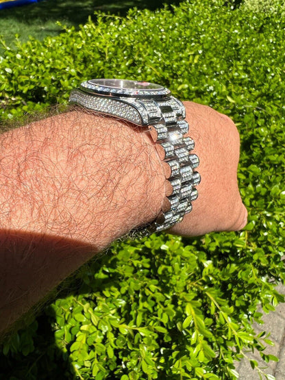 Hip Hop Bust Down MOISSANITE Red Face Presidential Watch Iced Hip Hop Pass Diamond Test