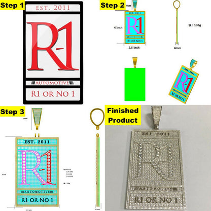 Hip Hop Custom Made Iced Hip Hop Out Pendant Ring Necklace Any Logo Or Design Jewelry