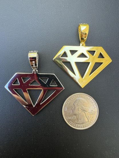 Hip Hop Diamond Shape MOISSANITE Pendant Real Iced Hip Hop Necklace 925 Silver / Gold