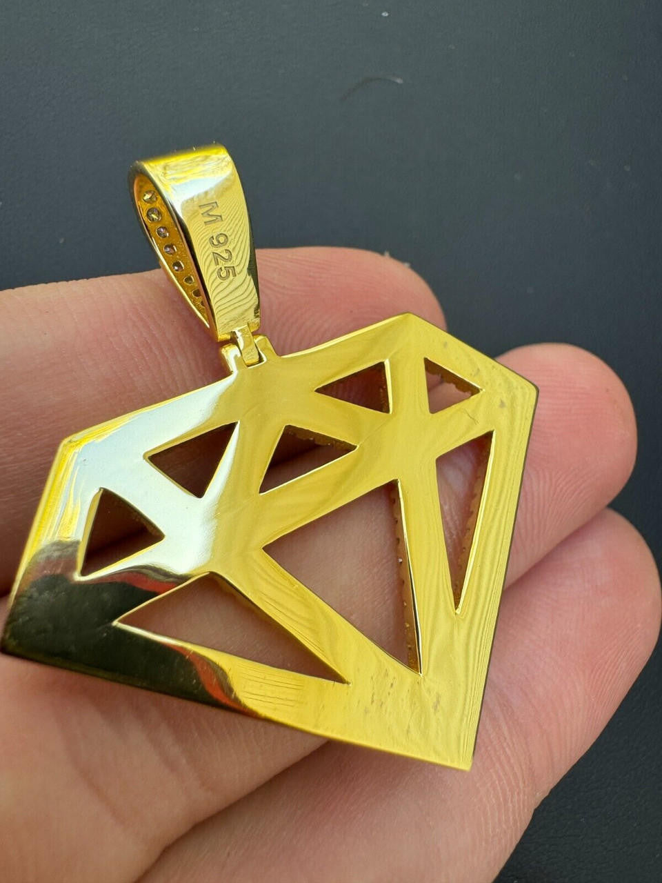 Hip Hop Diamond Shape MOISSANITE Pendant Real Iced Hip Hop Necklace 925 Silver / Gold