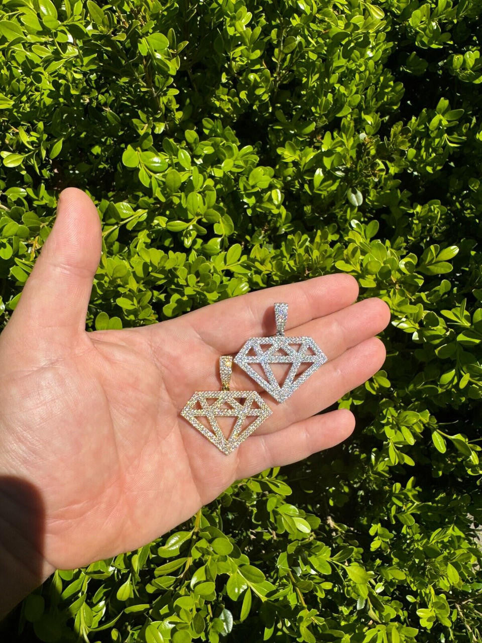 Hip Hop Diamond Shape MOISSANITE Pendant Real Iced Hip Hop Necklace 925 Silver / Gold