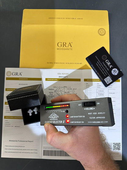 Hip Hop Gothic Cross Large Earrings Real 925 Silver Iced Moissanite Hip Hop Mens Ladies