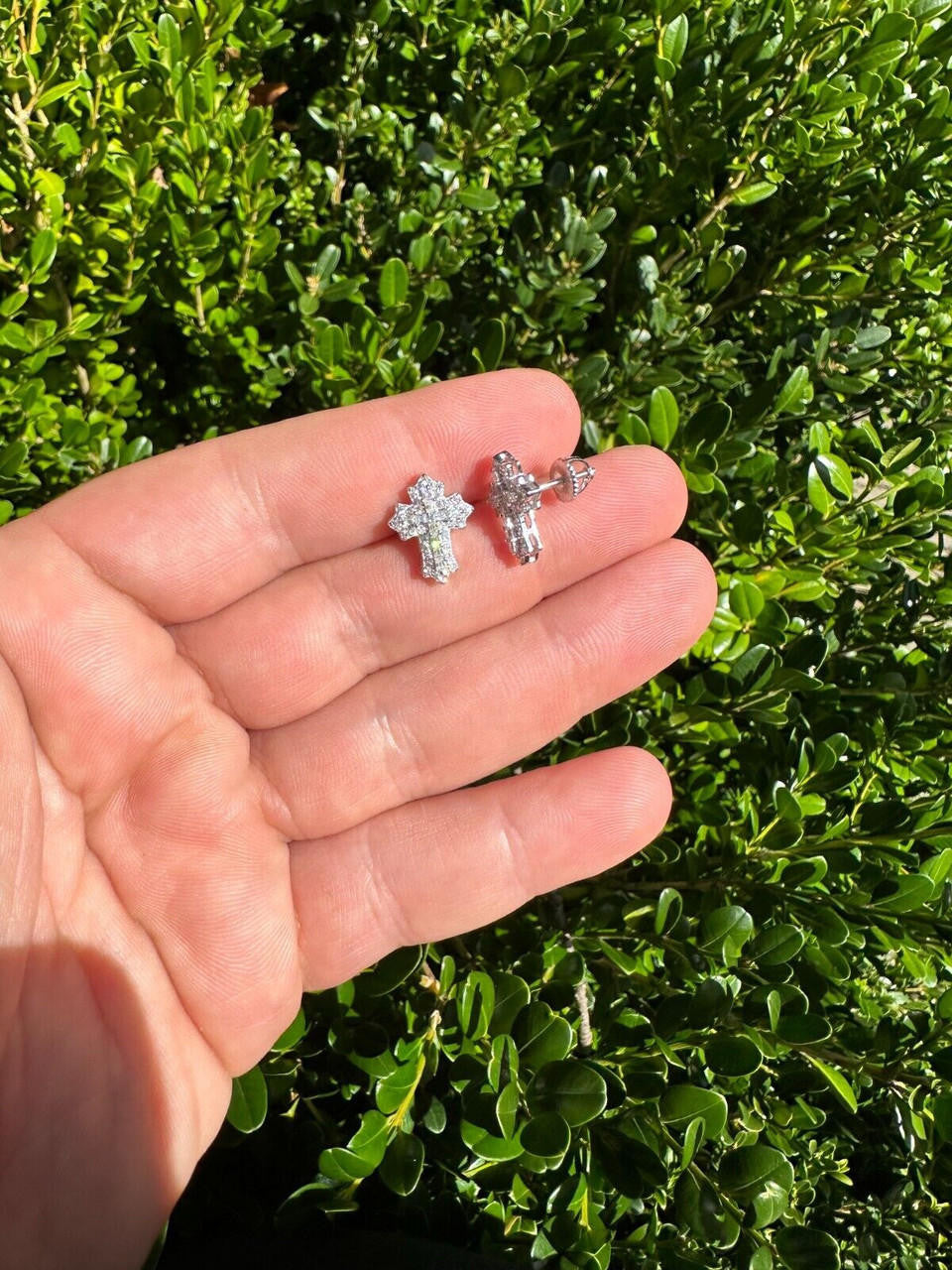 Hip Hop Gothic Cross Large Earrings Real 925 Silver Iced Moissanite Hip Hop Mens Ladies