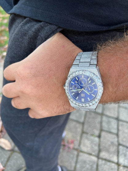 Hip Hop Honeycomb Set 35ct MOISSANITE Mens Perpetual Calendar Real Watch Iced Hip Hop Passes Tester 